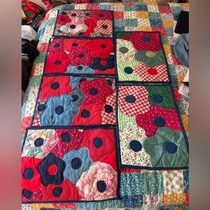 6 Vintage Floral Patchwork Quilted Placemats